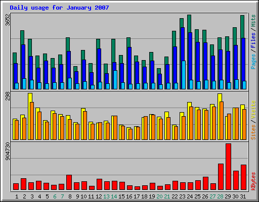 Daily usage for January 2007