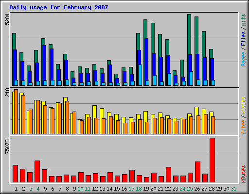 Daily usage for February 2007
