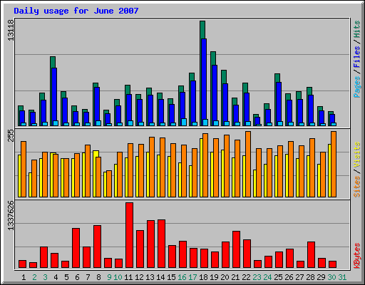 Daily usage for June 2007