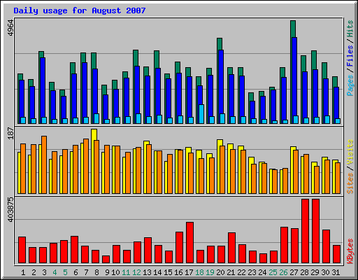 Daily usage for August 2007