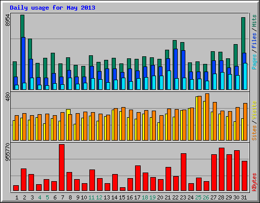 Daily usage for May 2013