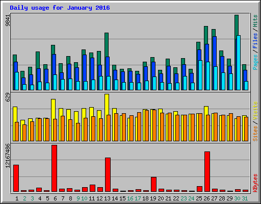 Daily usage for January 2016