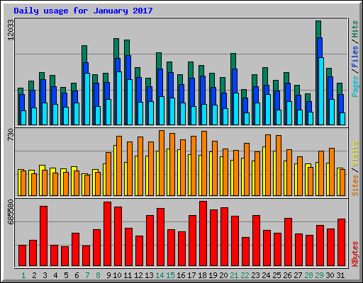 Daily usage for January 2017