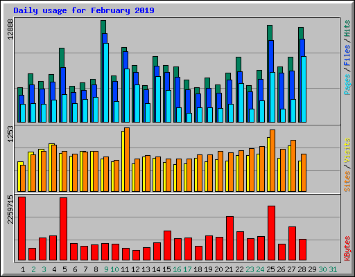 Daily usage for February 2019