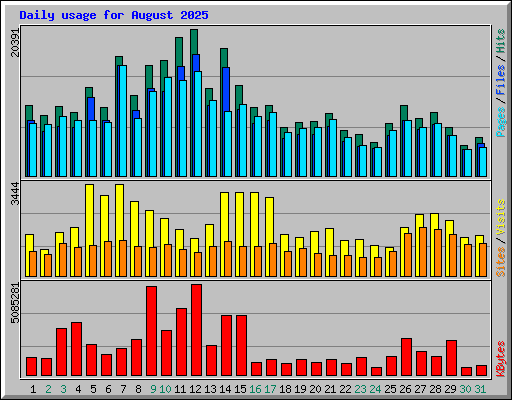 Daily usage for August 2025