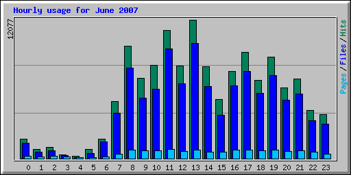 Hourly usage for June 2007