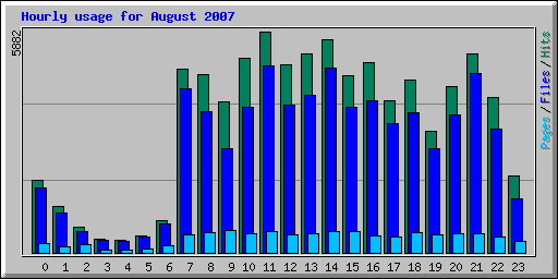 Hourly usage for August 2007