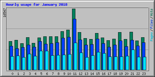 Hourly usage for January 2018